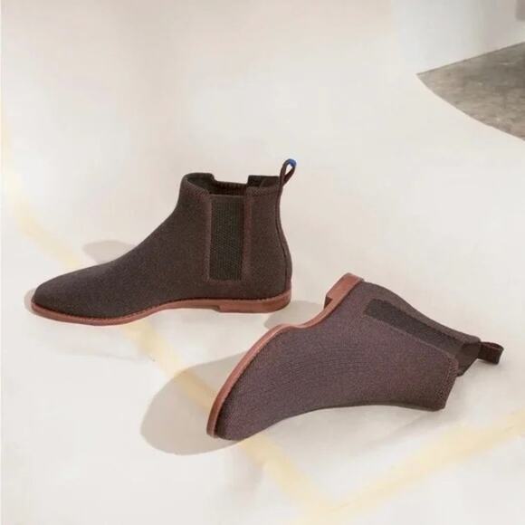 Rothy’s The Merino Square‎ Toe Chelsea Boot In Coco Brown Size 8.5 - Picture 2 of 8